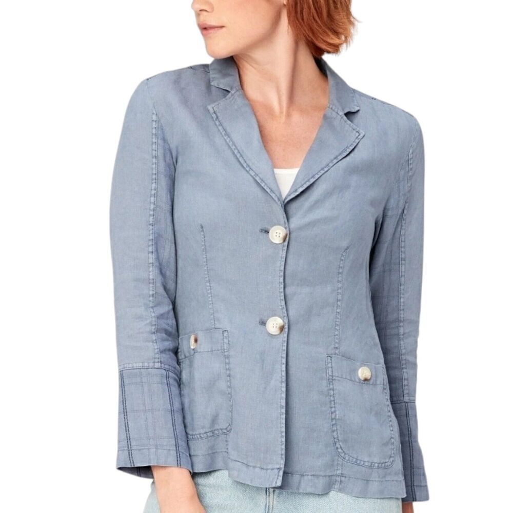 XCVI Chambray Blue Long Sleeve Button Down Blouse Small